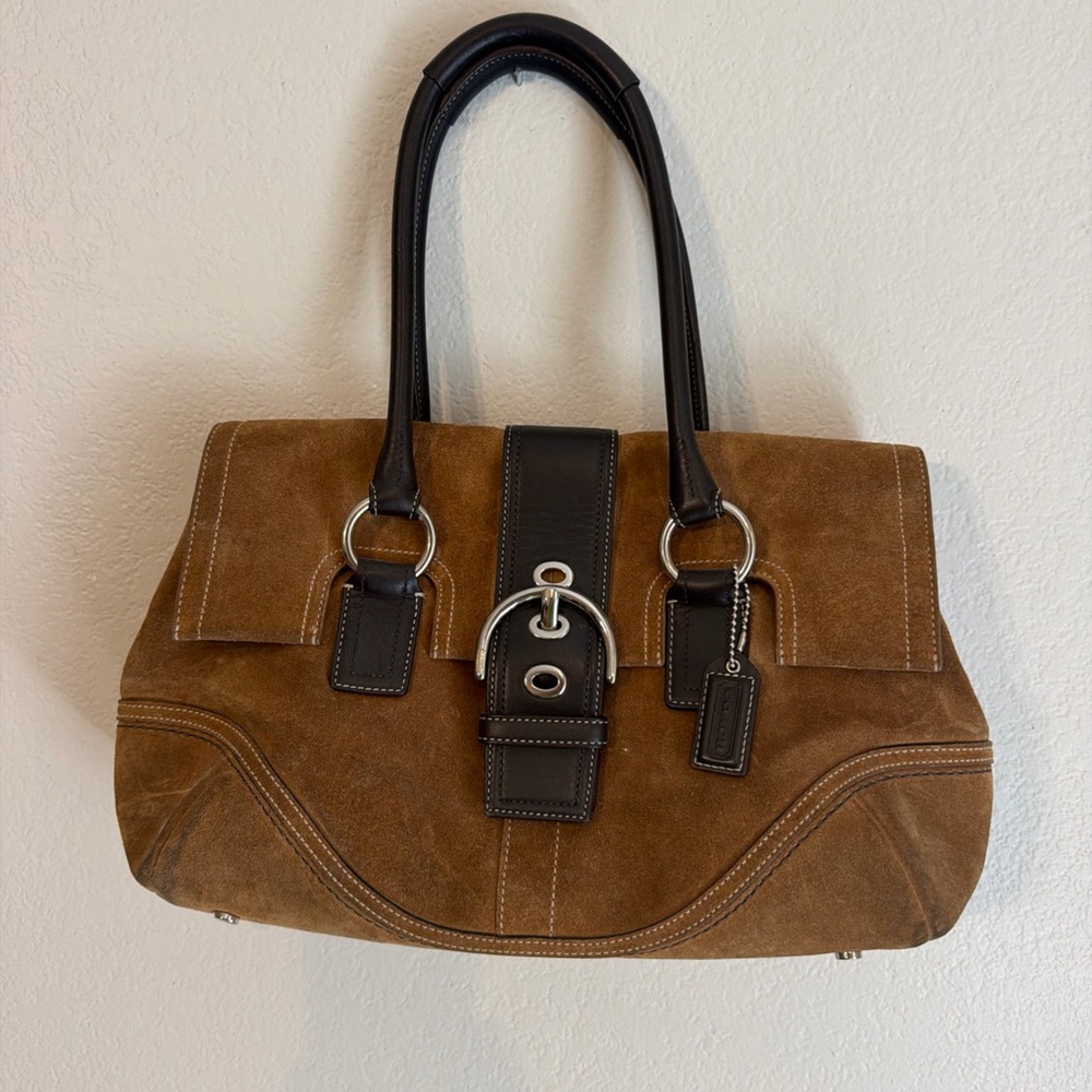Y2K COACH SOHO HAMPTON SATCHEL BUCKLE LEATHER TWO TONE BAG